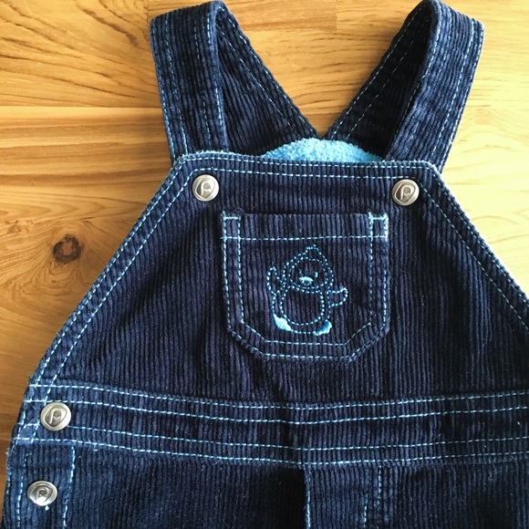 Please Mum 0-3M Lined Navy Blue Cord Overalls - Picture 3 of 5